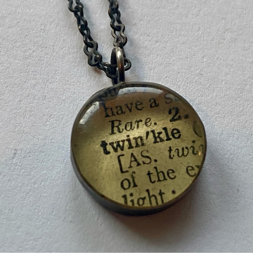 Twinkle Necklace - Dark Brass/Iron Tone Metal, 20" Long